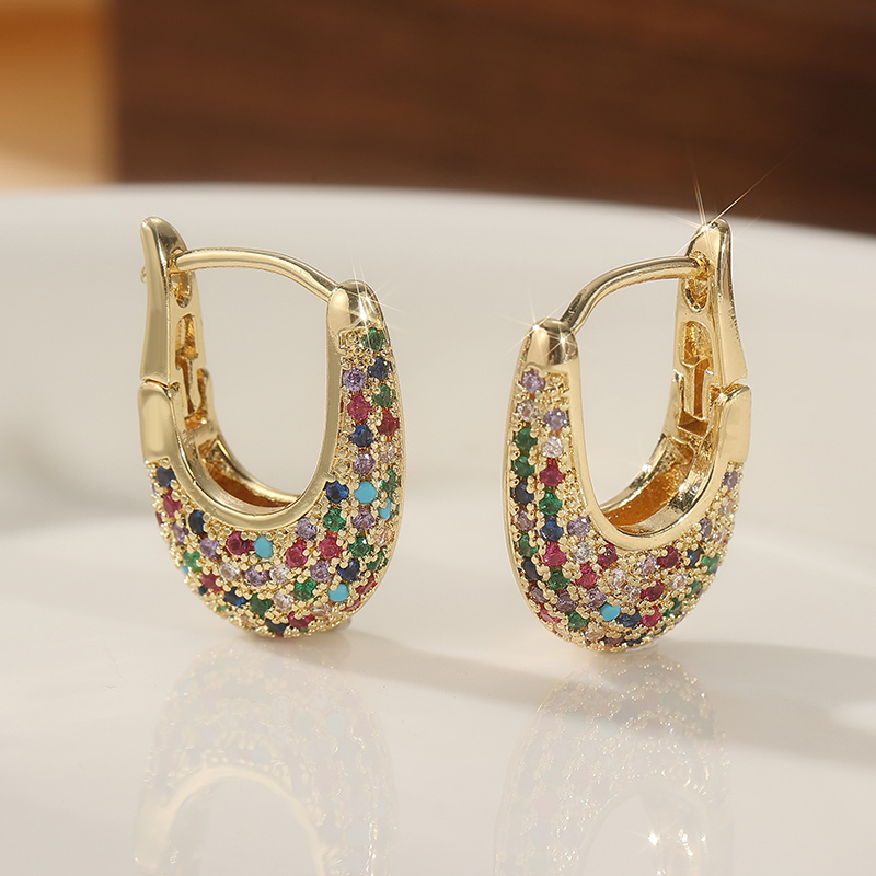 Women's Multicolor Small U-Shaped Huggie Hoop Earrings, Party Gift